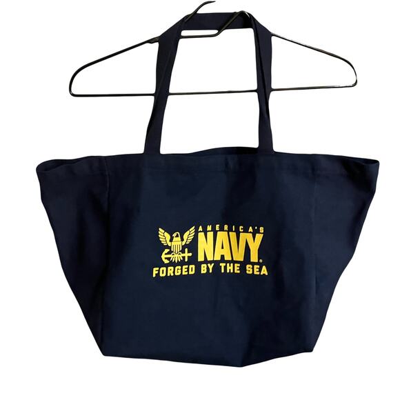 America's Navy Tote Bag 20" x 14" Forged By The Sea Canvas Navy Blue - Picture 1 of 4